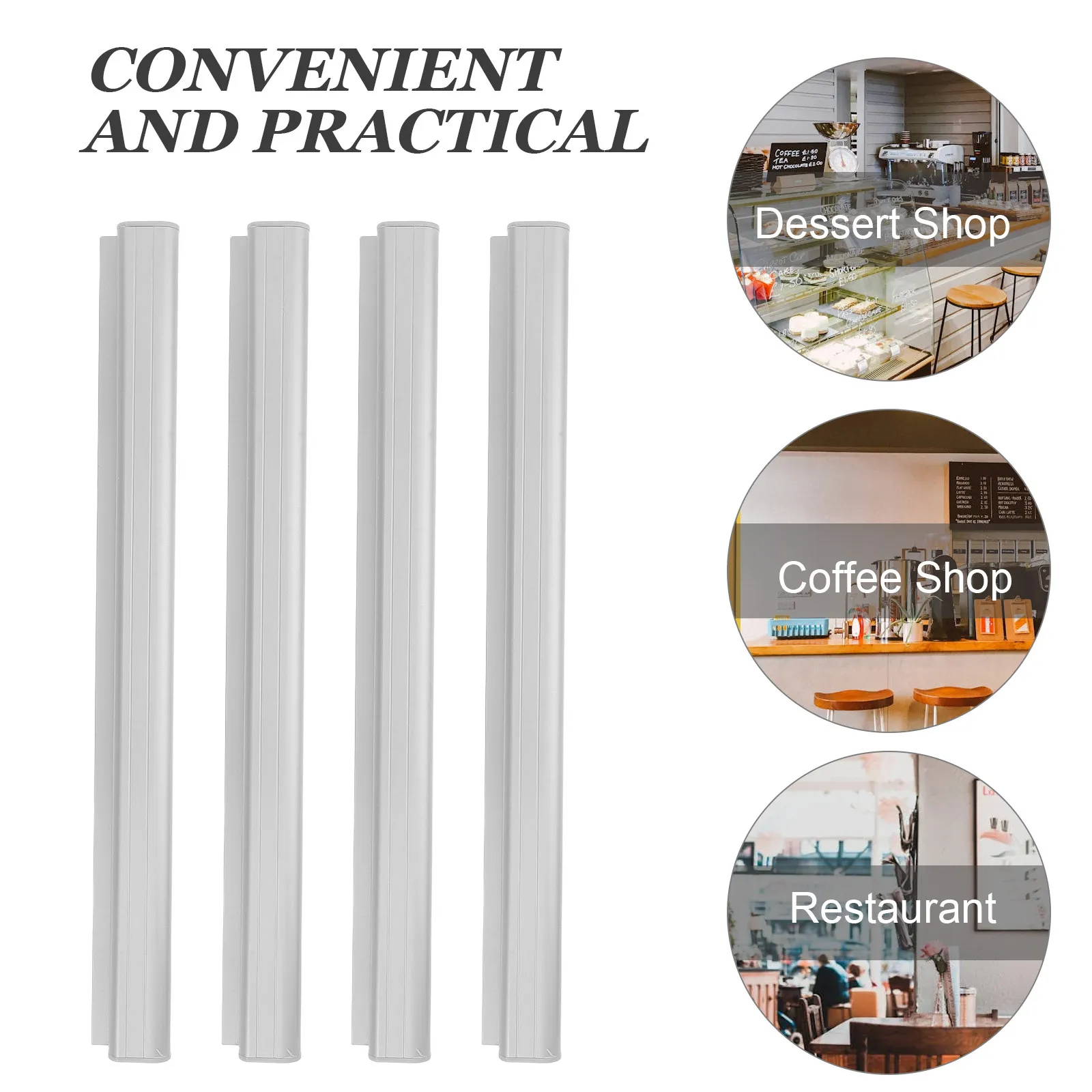 4Pcs Kitchen Ticket Holder Aluminum Alloy No Drill Receipt Rack Restaurant Order Slide Holder Large Capacity Space Saving