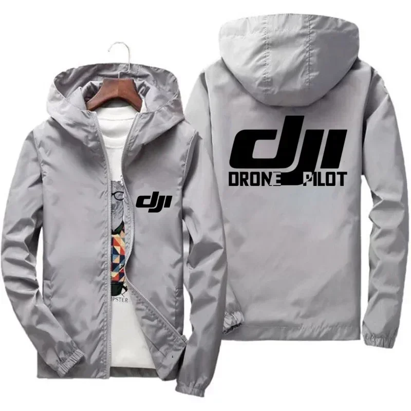 Men's Bomber Jacket Hooded Windbreaker Thin Casual Sporty Windproof Coat DJI Drone Pilot High Quality Plus Size Clothing
