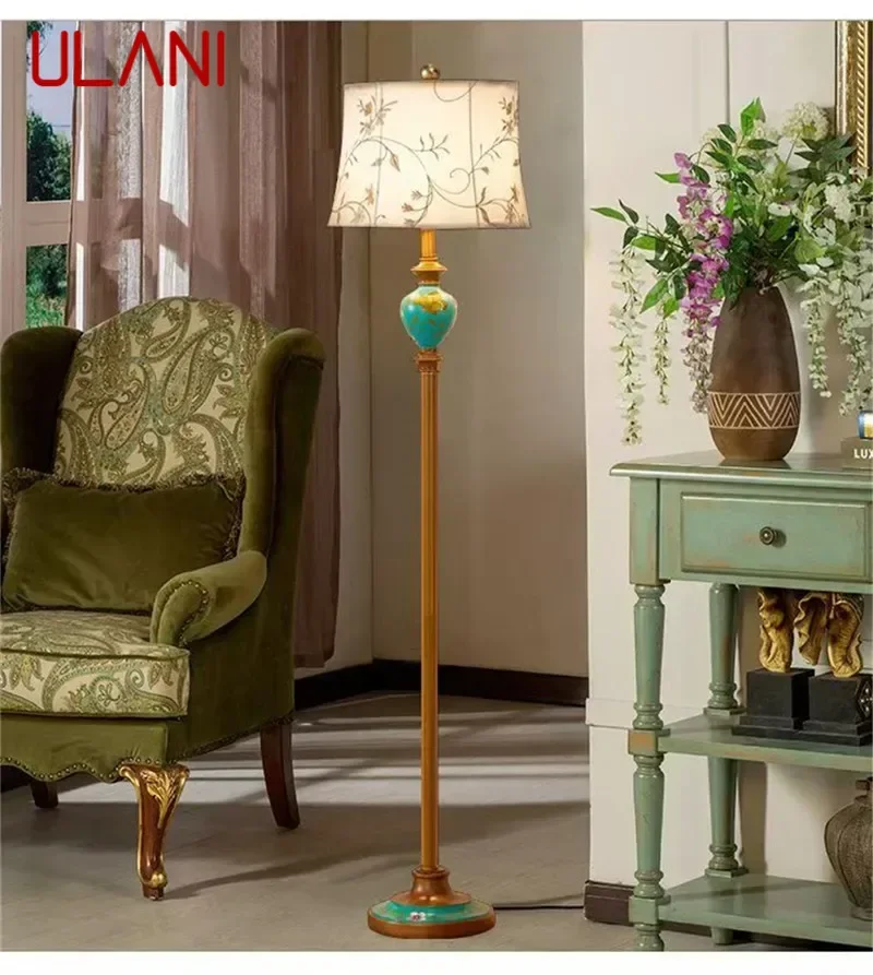 

ULANI American Retro Floor Lamp European Luxurious Bedroom Living Room Beside The Sofa Villa Hotel Decorative Standing Light