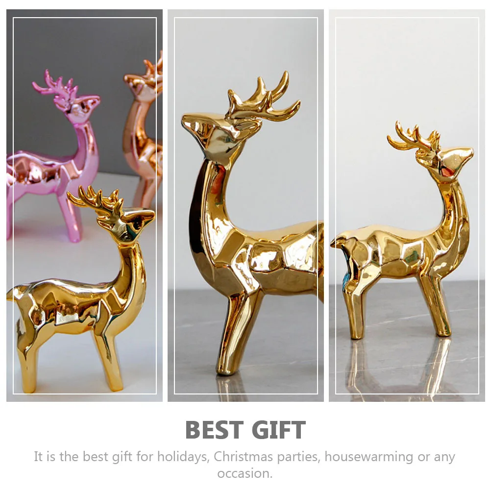 

Gold Deer Shaped Ceramic Decoration Exquisite Workmanship Home Ornament Desktop Decor Entryway Deer Decoration Christmas Party