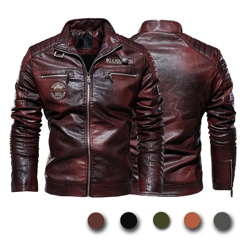 

New Men's Leather Jackets Autumn and Winter Casual Motorcycle Slim PU Jacket Biker Leather High Quality Fashion Warm Overcoat