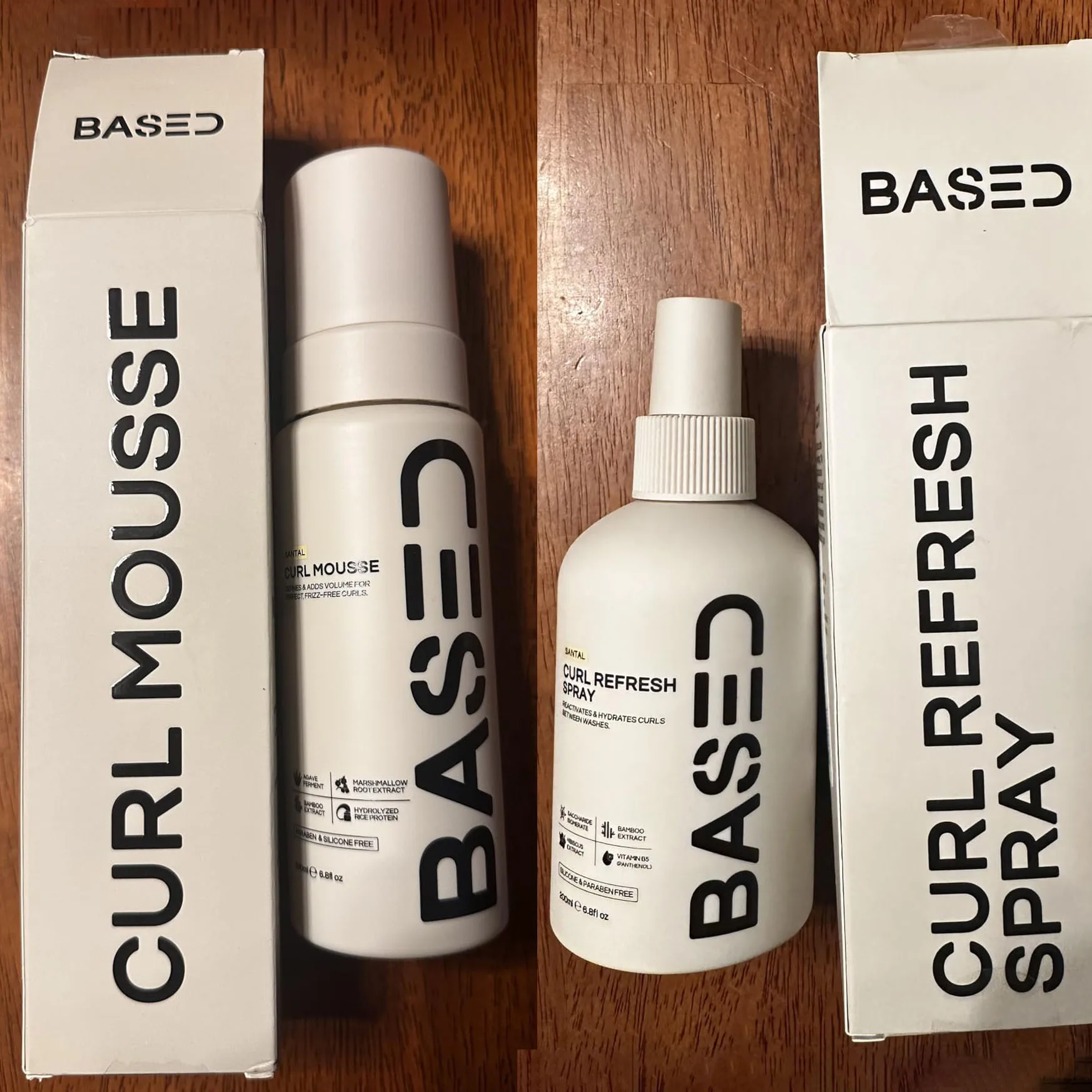 BASED Curl Mousse+Curl Refresh Spray Matte Shaping Clay Hydrating Volumizing Styling For Wavy Curly Hair Nourishing Styling