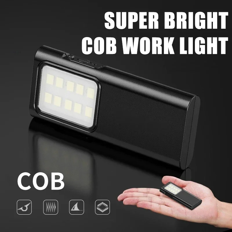 Mini Flashlight Portable Rechargeable COB Strong Floodlight Multi-functional Waterproof Outdoor Camping Running Flashlight