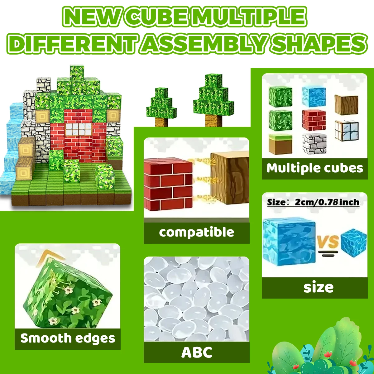 100 قطعة من مكعبات البناء المغناطيسية للأطفال، مكعبات حسية جذعية للعبة، ألعاب هدايا عيد ميلاد مغناطيسية، كهالوين، هدية عيد الميلاد