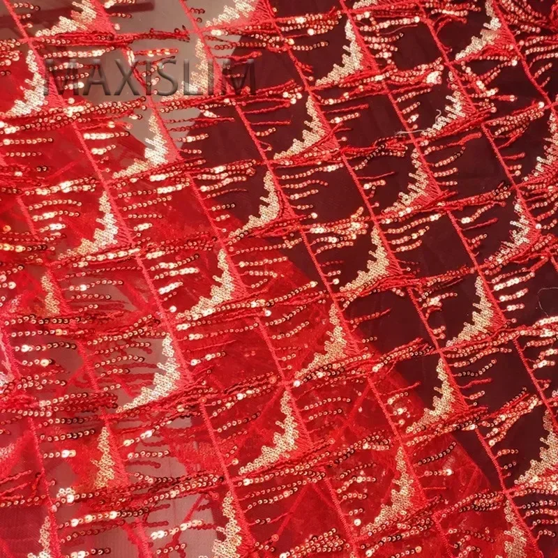 New 3+5MM Tassel Diamond Sequin Embroidered Lace Fabric16 Tassels for Important Occasion of Clothing Bag Decoration Wide:125CM