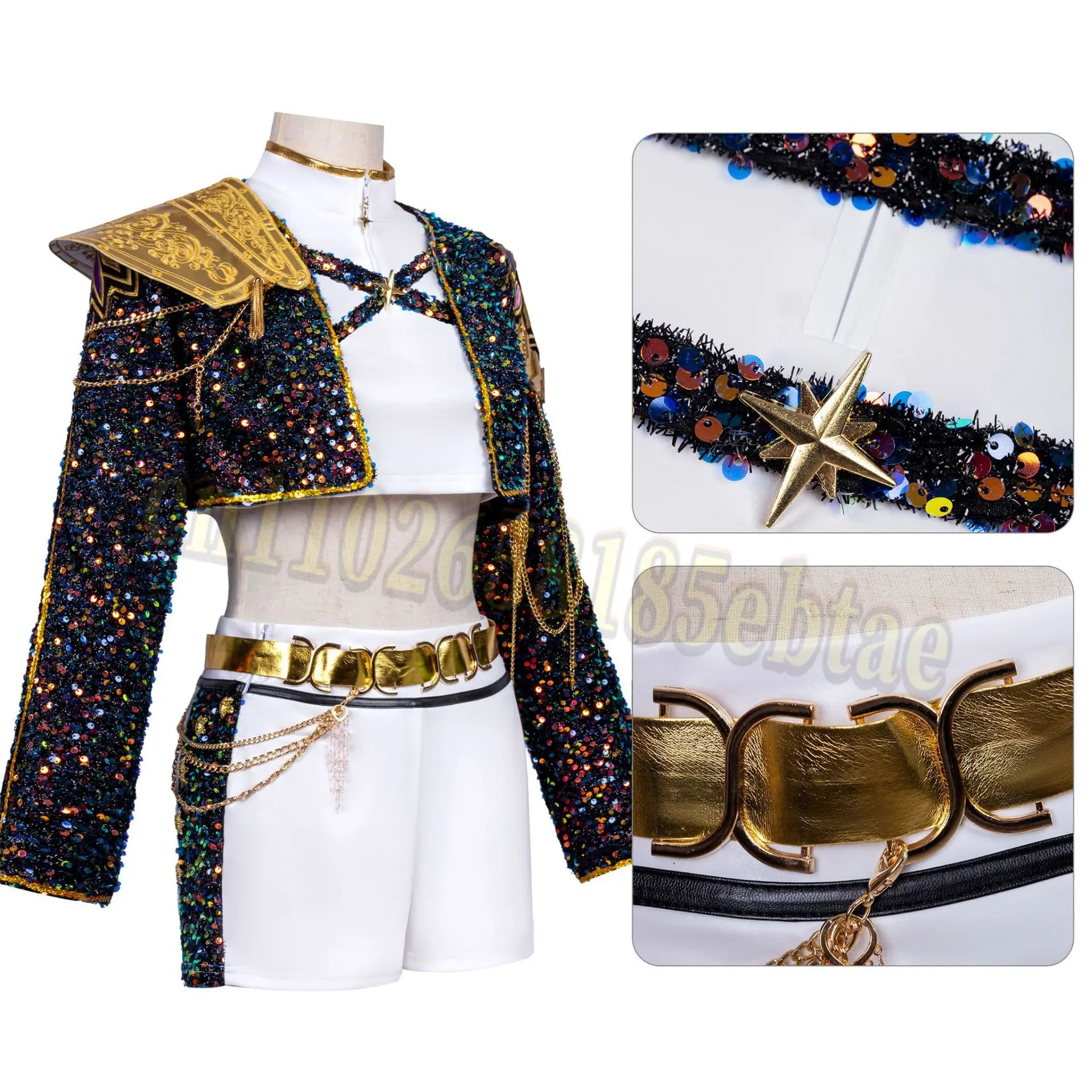 

Kids Mira Rumi Zoey Cosplay Demon Hunter Of Kpop Costume Children Girls Roleplay 3 Style White Black Stage Outfits Halloween