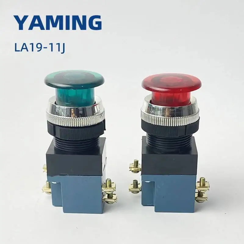 

LA19-11J ON-OFF Reset Momentary 1NO NC Push Button Switch Electrical Industrial Four Terminals Green/Red