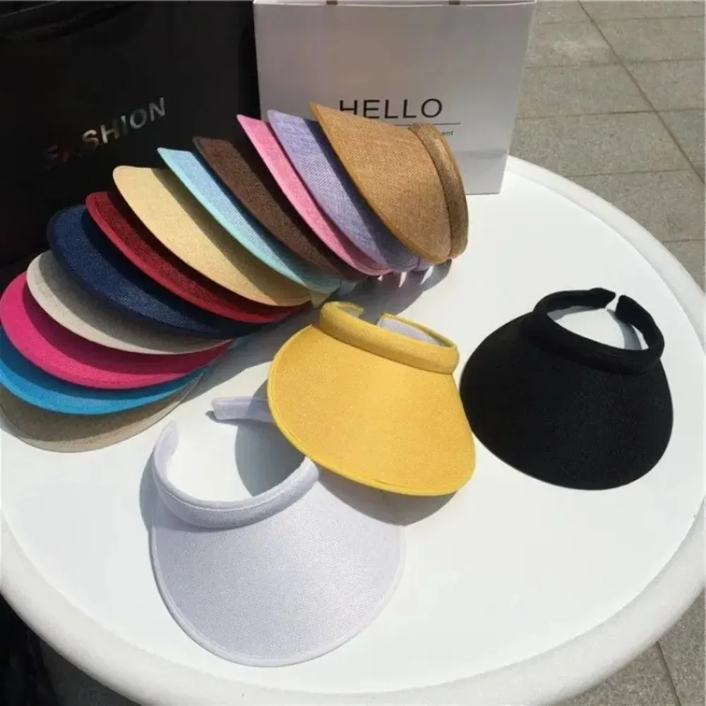 1PC Summer Sun Visors for Women  Adjustable Cap Sports Sun Visors for Men Clip-On Wide Brim Visor Hats Straw Cap Suncap view 2