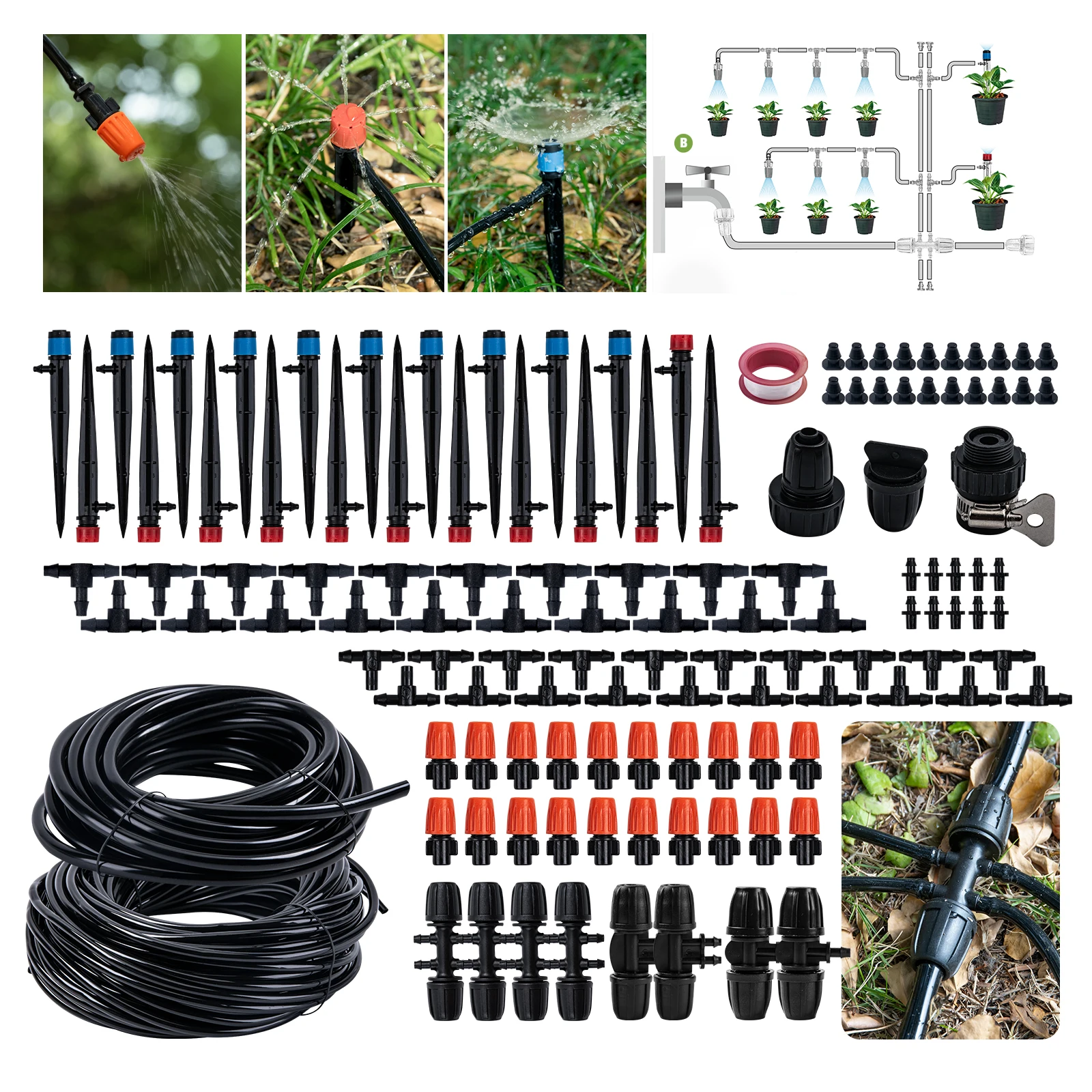 Drip Irrigation System Set Adjustable Premium Irrigation System for Garden Raised Beds Complete Drip Irrigation Kit