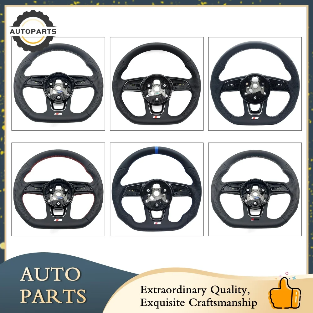 For Audi A3 S3 8V A4 S4 B9 A5 S5 RS4 RS5  Sports Style Semi-perforated Leather Steering Wheel - Fit