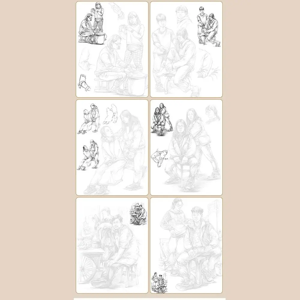 

Hand Drawn Hand Painted Tutorial Book Characters Practicing Line Draft Practice Book Studying Learning Drawing Copy Book Artist