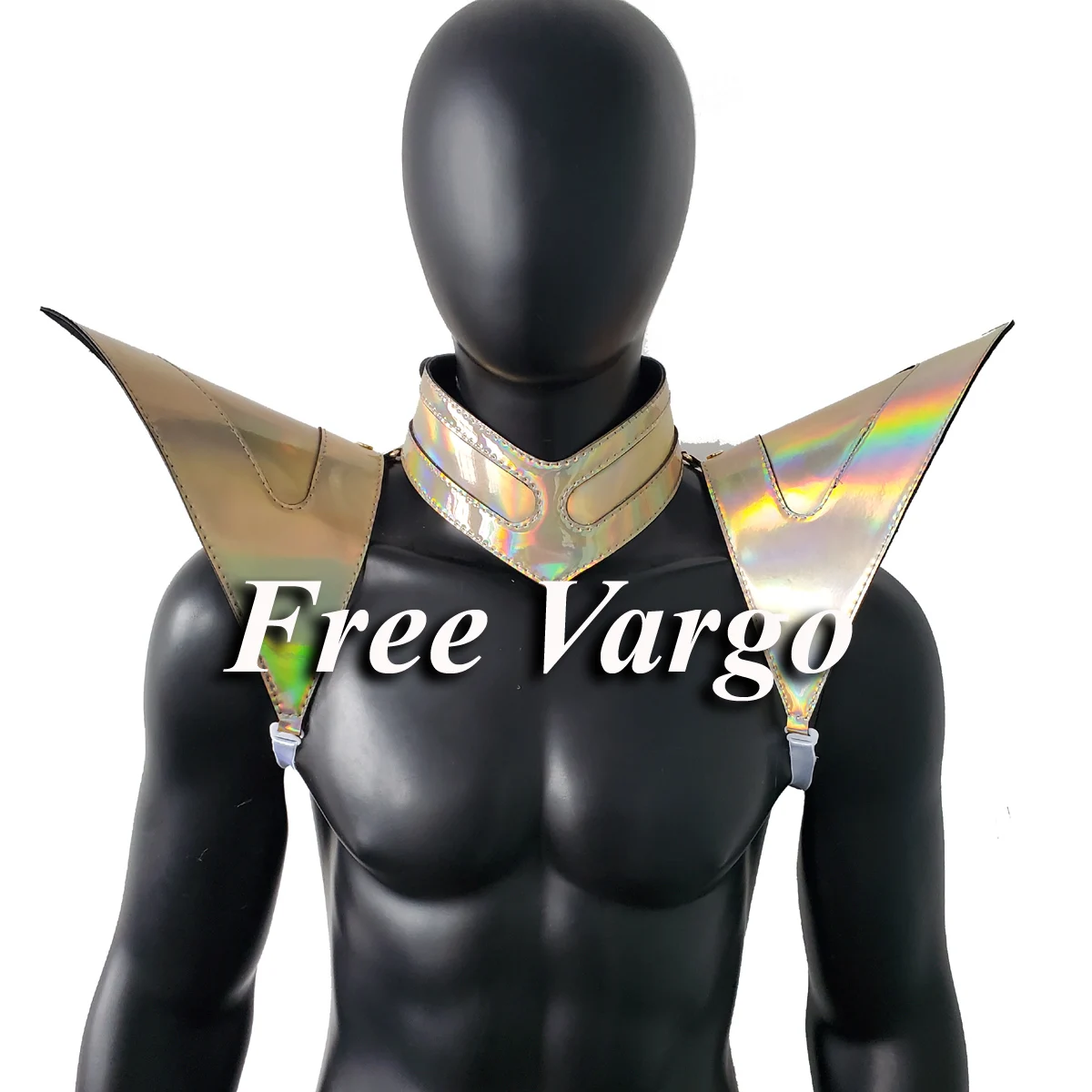 Burning Man Holographic Laser Gold Shoulder Pads Armor,Rave Festival Costume Shoulder Piece Armor Outfit Clothing