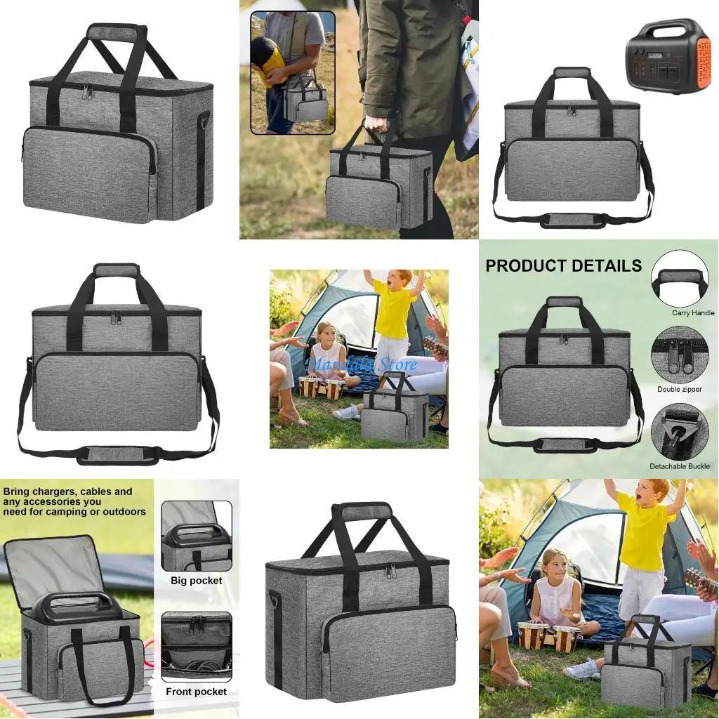 حقيبة تخزين واقية لمحطة الطاقة الخارجية U2JC مع جيب مزدوج بسحاب وتصميم مقاوم للماء لمولد الطاقة الشمسية