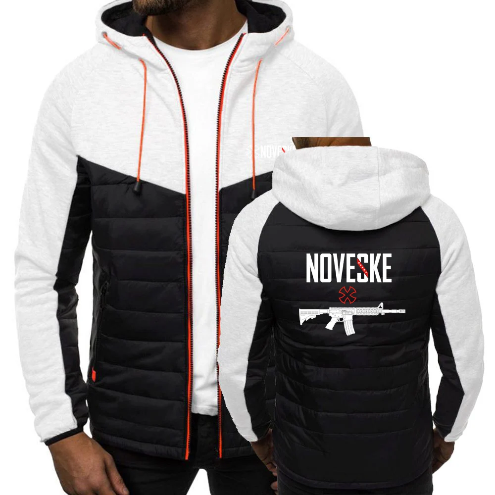 

2025 Leisure Senior Jacket Spring And Autumn Slim Coat Man's Funny Gun Noveske Logo Print Hooded Drawstring Patchwork Hoodies
