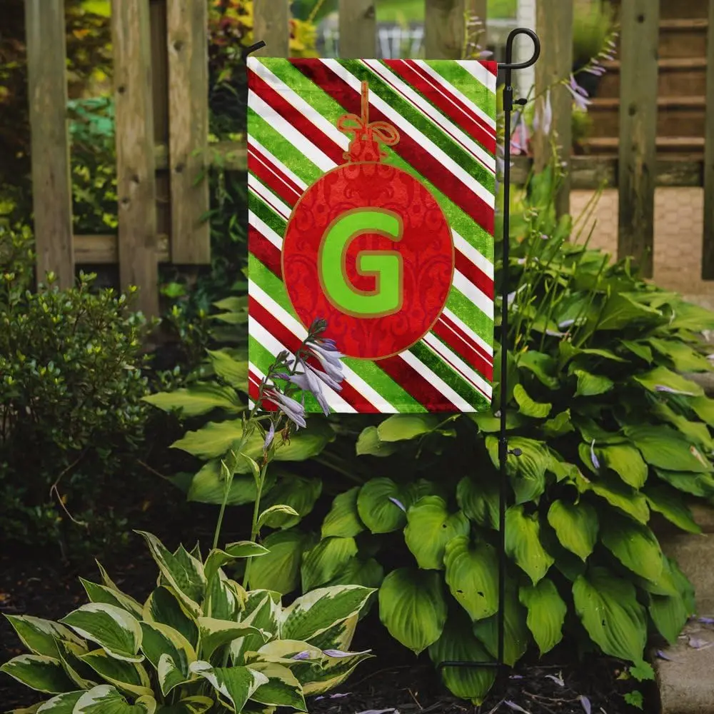 Carolines Treasures CJ1039-G-GF Christmas Oranment Holiday Initial Letter G Garden Flag Mailbox Flag Decorative Yard Flag