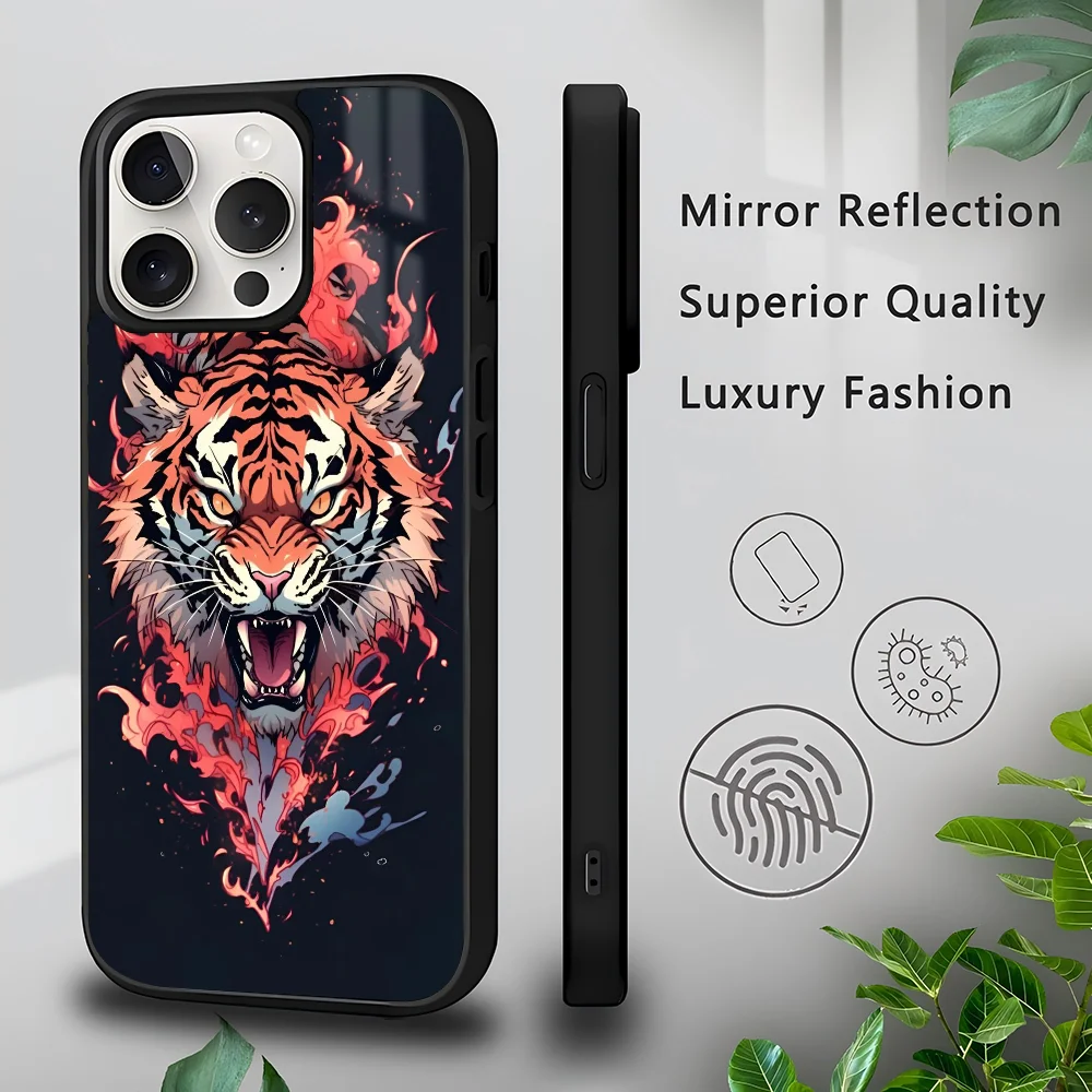 

animal tiger Phone Case for iPhone 16 15 14 13 Pro Max 11 Mini Alex Mirror For Magsafe Wireless Charging Cover