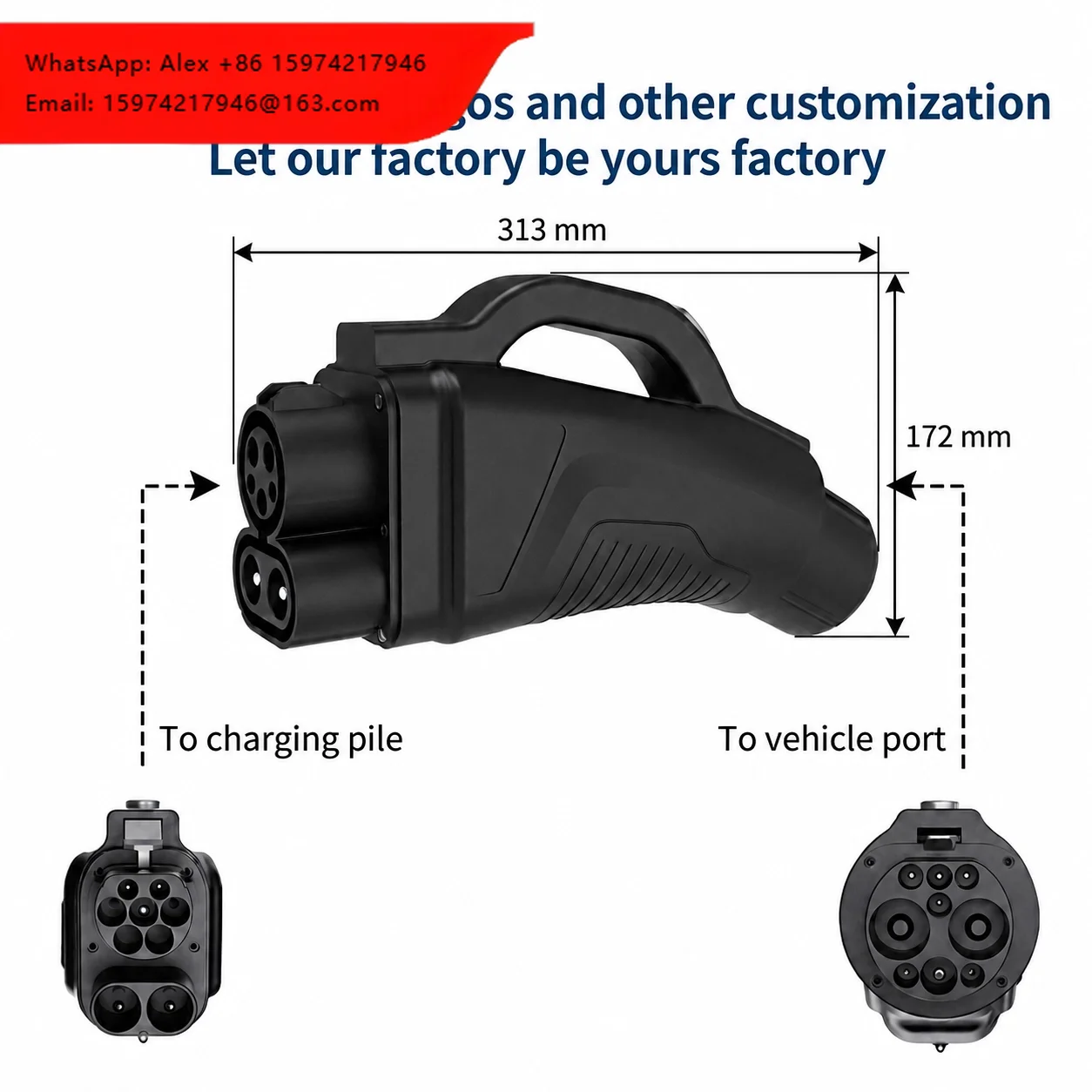 

New 300kW CCS2 To GBT Adapter For Chinese EV BYD ID.4 ID.6 Zeekr Fast DC Charger Connector