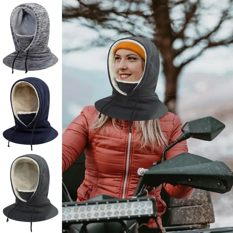 Fleece Face Masque With Drawstring Fleece Warm Face Masque Scarf For Cycling Cold Weather Thickened Neck Warmer Women Men