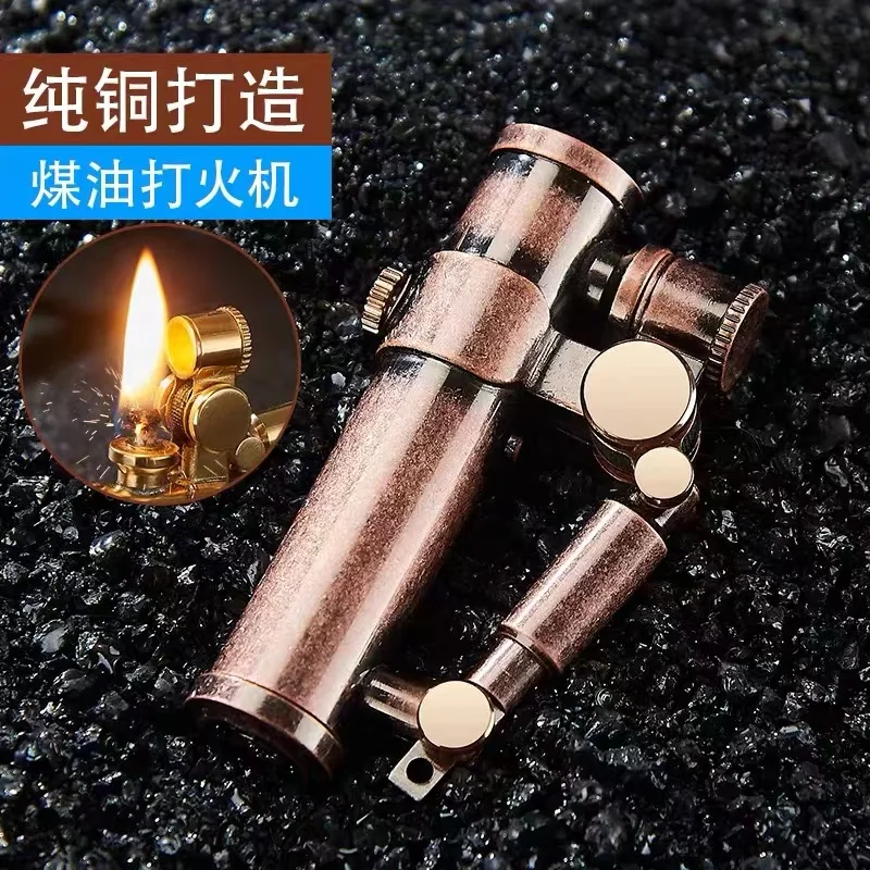 High Quality Vintage Automatic Machinery Creative Brass Trench Kerosene Gasoline Lighter Funny Unusual Gift