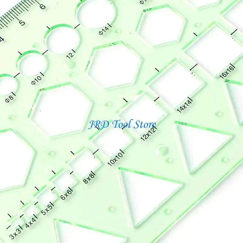 A2UD Plastic Circle Square Hexagon Geometric Template Ruler Stencil Measure Tool NEW