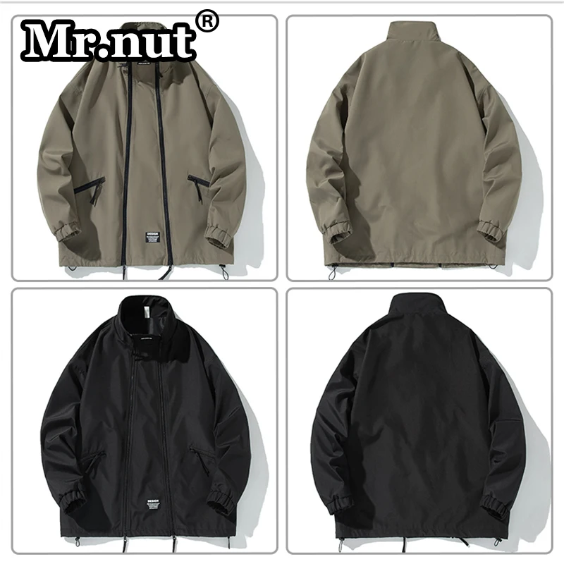 Mr.nut Fashion Trend Jacket Men\'s New Double Zipper Windproof Jackets Spring Autumn Loose Outdoors Tops Casual Unisex Overcoat