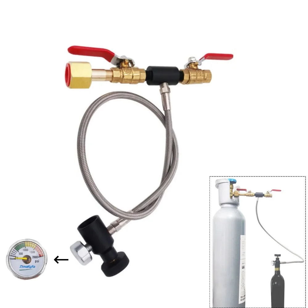 

Наполнительная станция CO2, адаптер для заправки резервуара, зарядный адаптер со стальным шлангом W21.8-14 0,825 "-14NGO, G1/2-14, большая бутылка на небольшой баллон