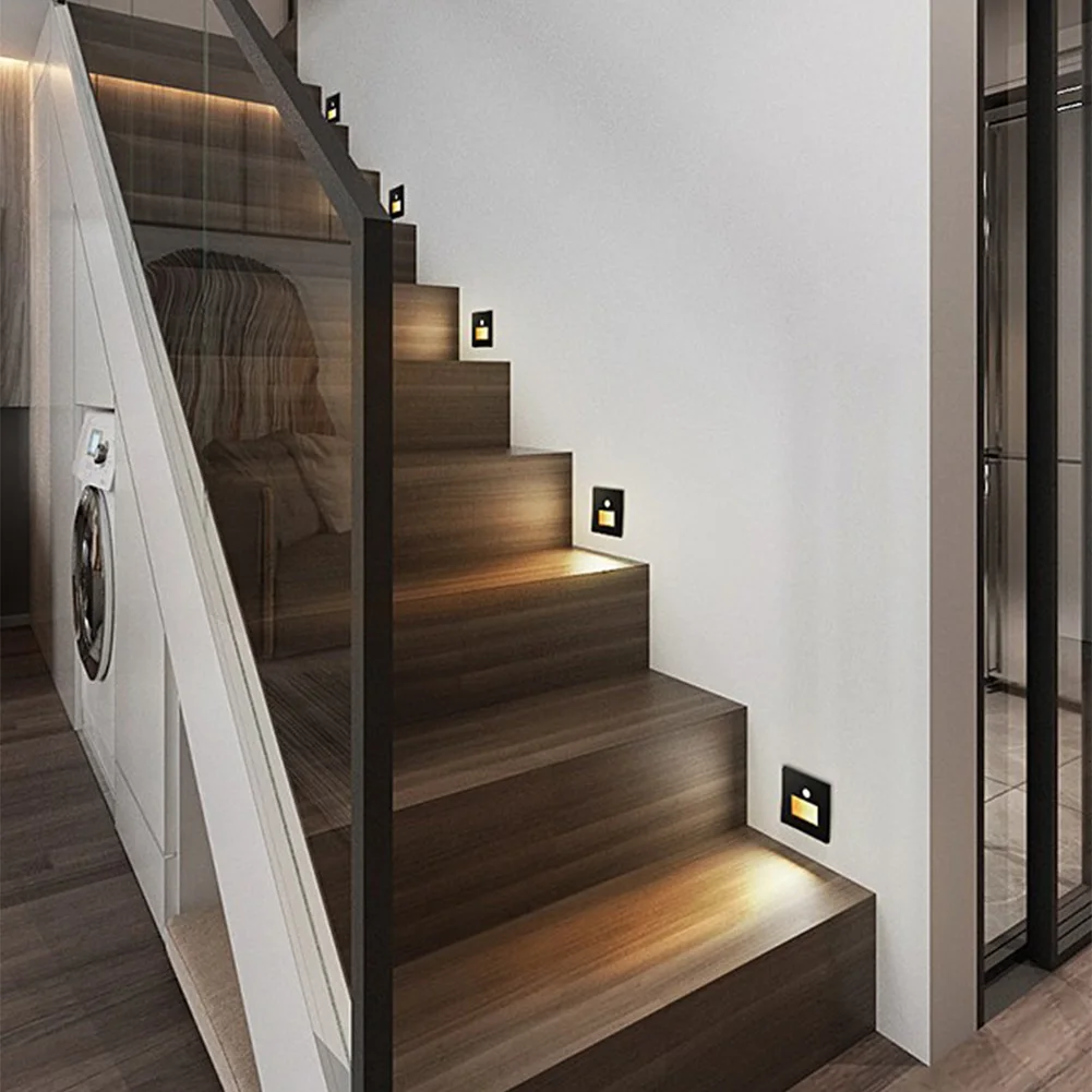 For 86x86mm Wall Box Recessed Wall Light LED Stair Light For Hallway White, Black, Gold Led 22mm Installation Depth