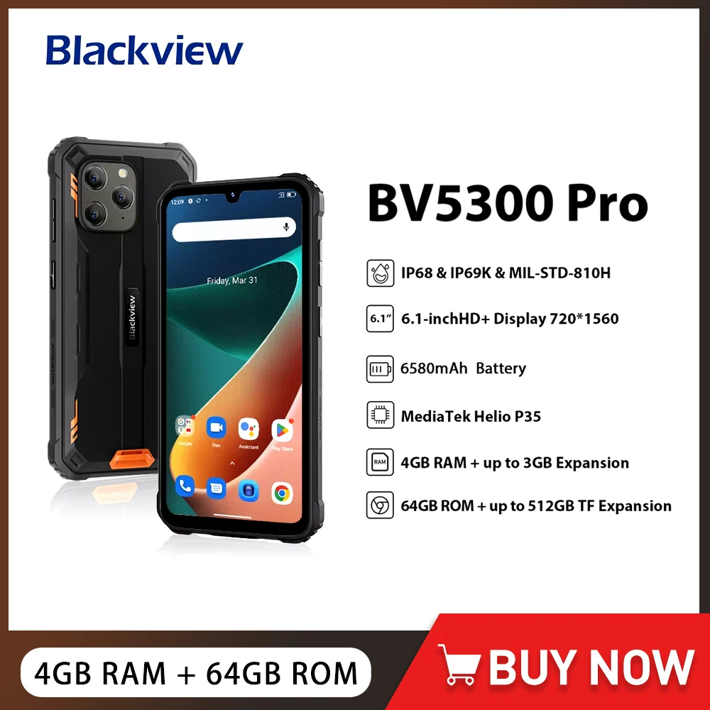 Blackview-BV5300プロの頑丈なスマートフォン,Android 12,4GB 64GB,防水,13.0MPカメラ,6580mAhバッテリー,NFC