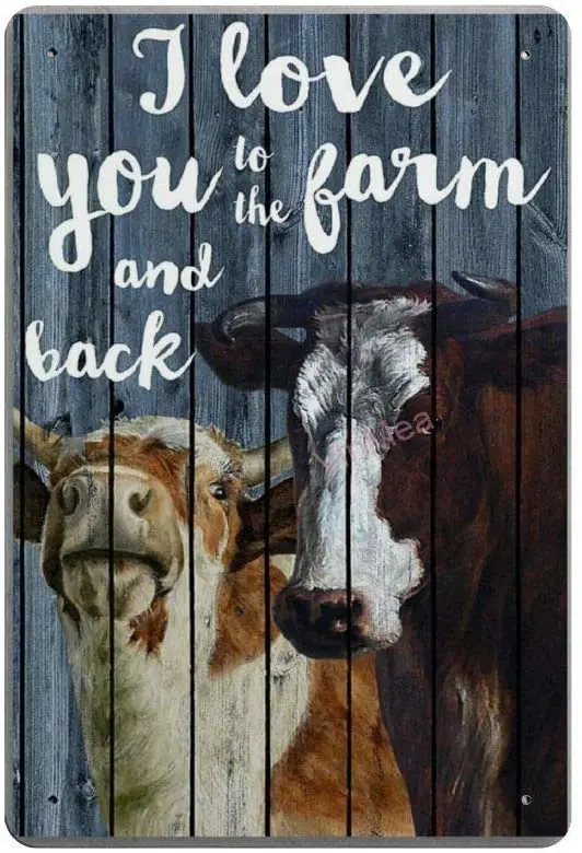 SIGNSHM I Love You to The Farm and Back Retro Metal Tin Sign Plaque Poster Wall Decor Art Shabby Chic Gift Suitable 12x8 Inch