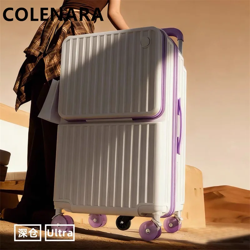 

COLENARA 20"24"26"28 Inch Cabin Suitcase Front Opening Laptop Boarding Case USB Charging Multifunctional Trolley Luggage Bag