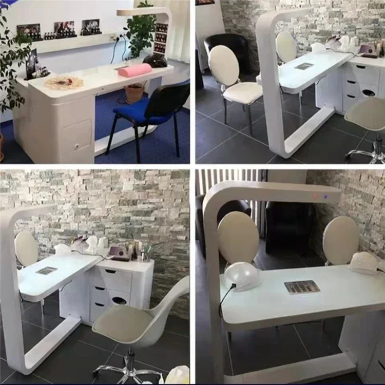 Paint Manicure Table Manicure Table Solid Wood Vacuum Cleaner with Light for Nail Beauty Shop Multifunctional
