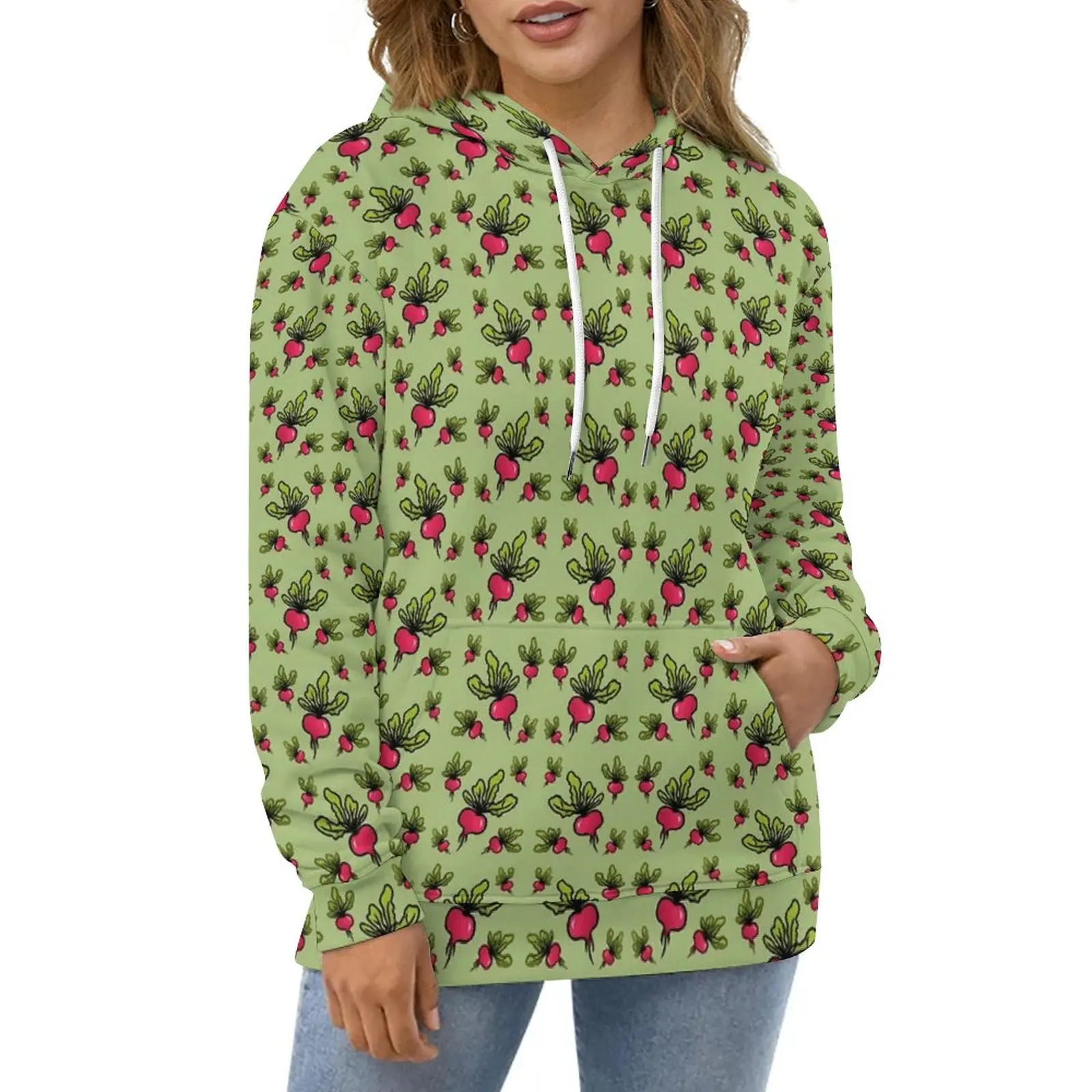 Radishes Hoodies Long Sleeve Cute Vegetable Y2k Casual Hoodie Winter Street Style Oversized Design Loose Sweatshirts