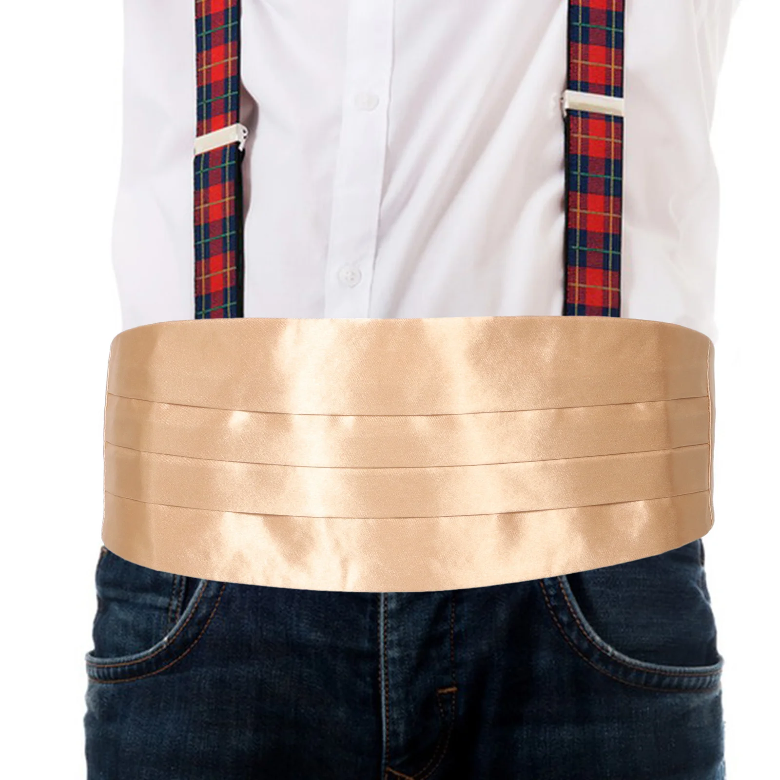 طقم Cummerbund الرسمي للرجال من الساتان حزام خصر مسبق قابل للتعديل لحفلات الزفاف وحفلات السهرة وحزام الملابس #6