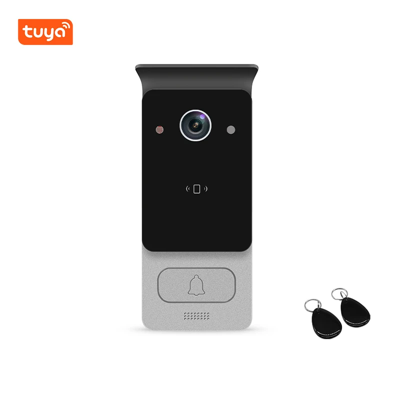 هاتف باب فيديو Tuya Smart IP بدقة 2 ميجابكسل مع التحكم في الوصول إلى بطاقة IC وشاشة تعمل باللمس مقاس 10 بوصة