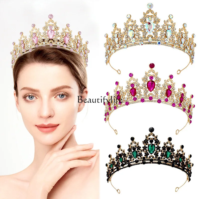 

Bridal Crown, Colored Rhinestones Headband Baroque, Wedding Dress Accessories Hair Accessories