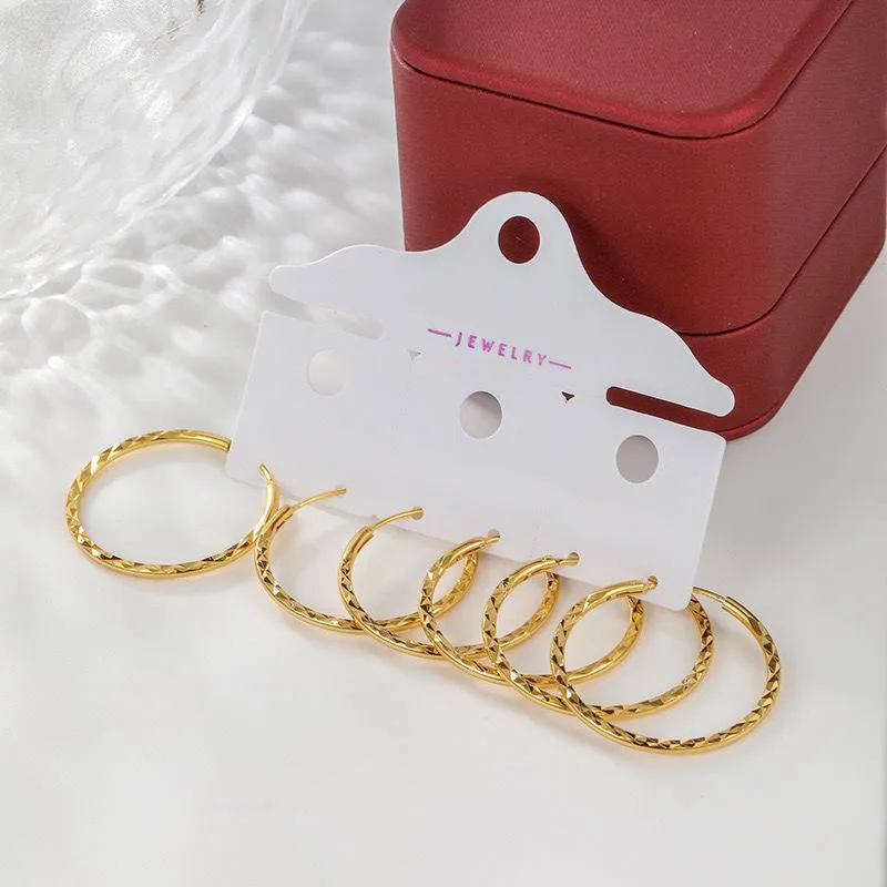 مجوهرات XP --- 30 40 ملم دائرة هوب أقراط للنساء مجوهرات الأزياء بالجملة 24 كيلو مطلية بالذهب الخالص صديقة للبيئة