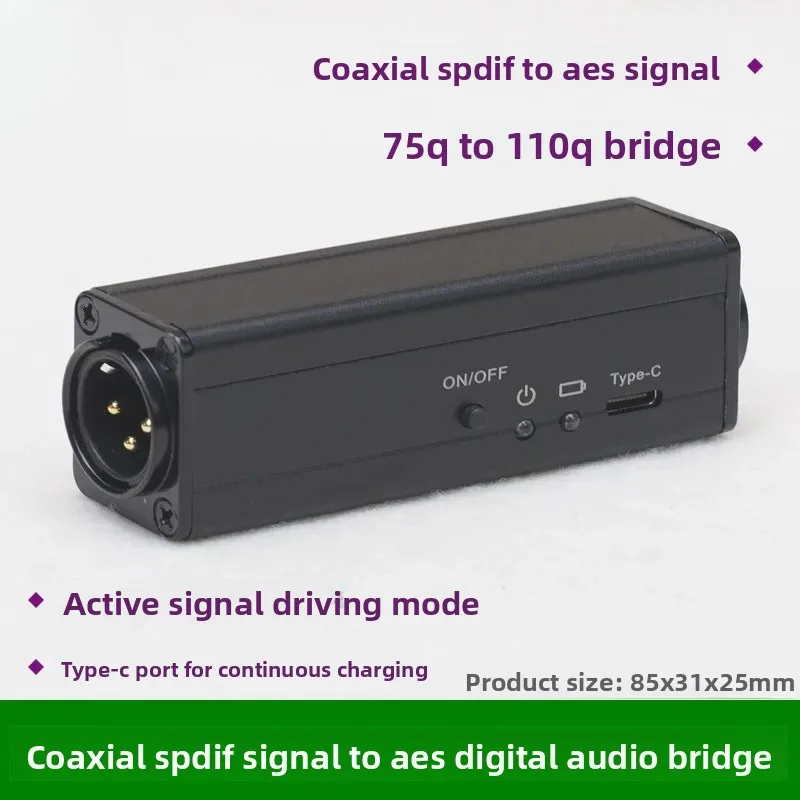 

Coaxial SPDIF to AES Level XLR Port Recording Dat Connected to Digital Active Monitor Speaker 75 Ohm to 110 Ohm