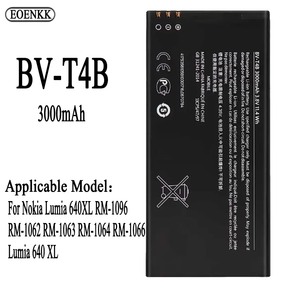 

BV-T4B Battery For Nokia Lumia 640XL RM-1096 RM-1062 RM-1063 RM-1064 RM-1066 Lumia 640 XL Original Capacity Phone Batteries Bate