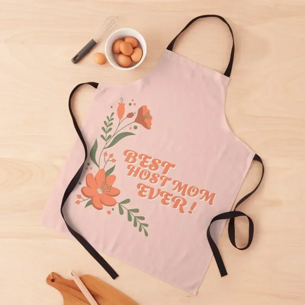 

Best host mom ever orange flowers Apron Customizable For Nail Stylist japanese style for women with pocket Apron