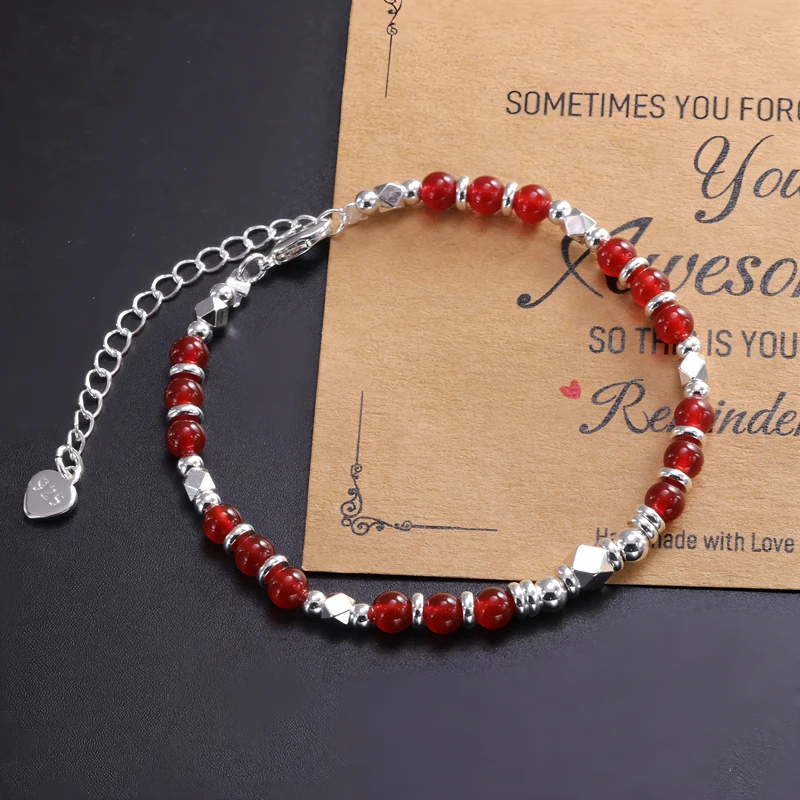 925 Sterling Silver Bracelet For Women Star Beaded Adjustable Chains Bracelets And Bangles Jewelry Accessories Wholesale Gift