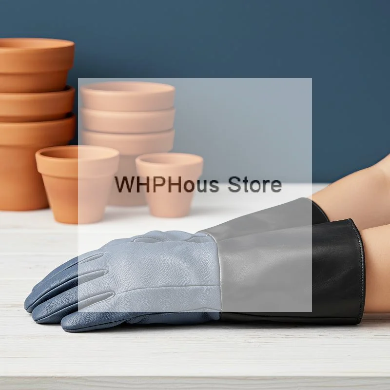 1 Pair Cowhide Gardening Gloves Puncture Resistant Thorn Proof Ideal For Chestnut Picking Fruit Harvest