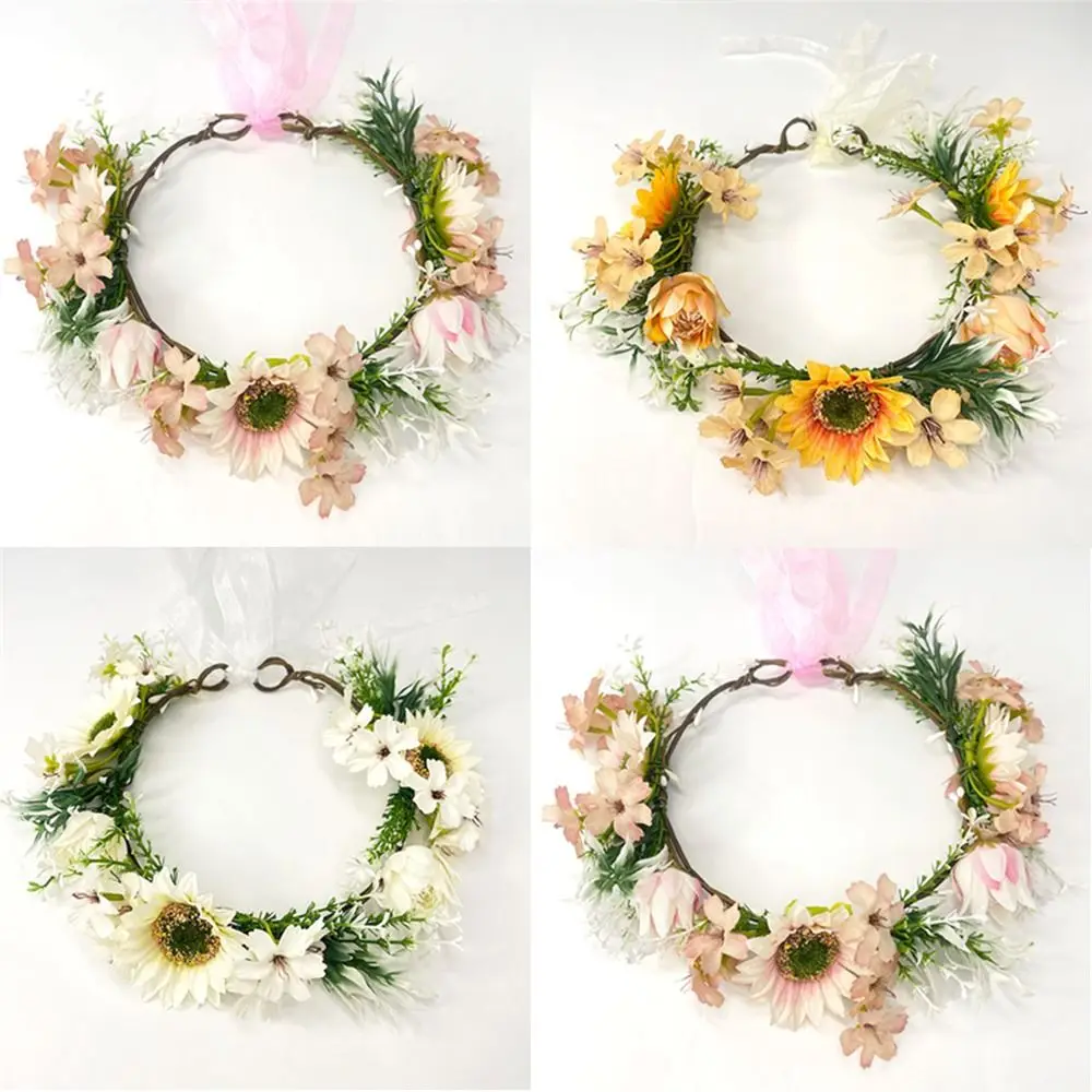 

Fashion Forest Sunflower Wreath Fairy Flower Leaf Headbands Hair Accessories Mardi Gras