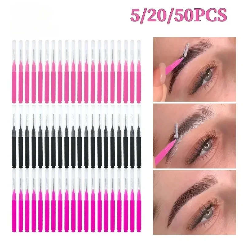 5/10/50PCS Mini Eyebrow Brush Brow Perm Brush Disposable Brow Lifting Brushes Bendable Micro Eyelash Brush Applicators Tools