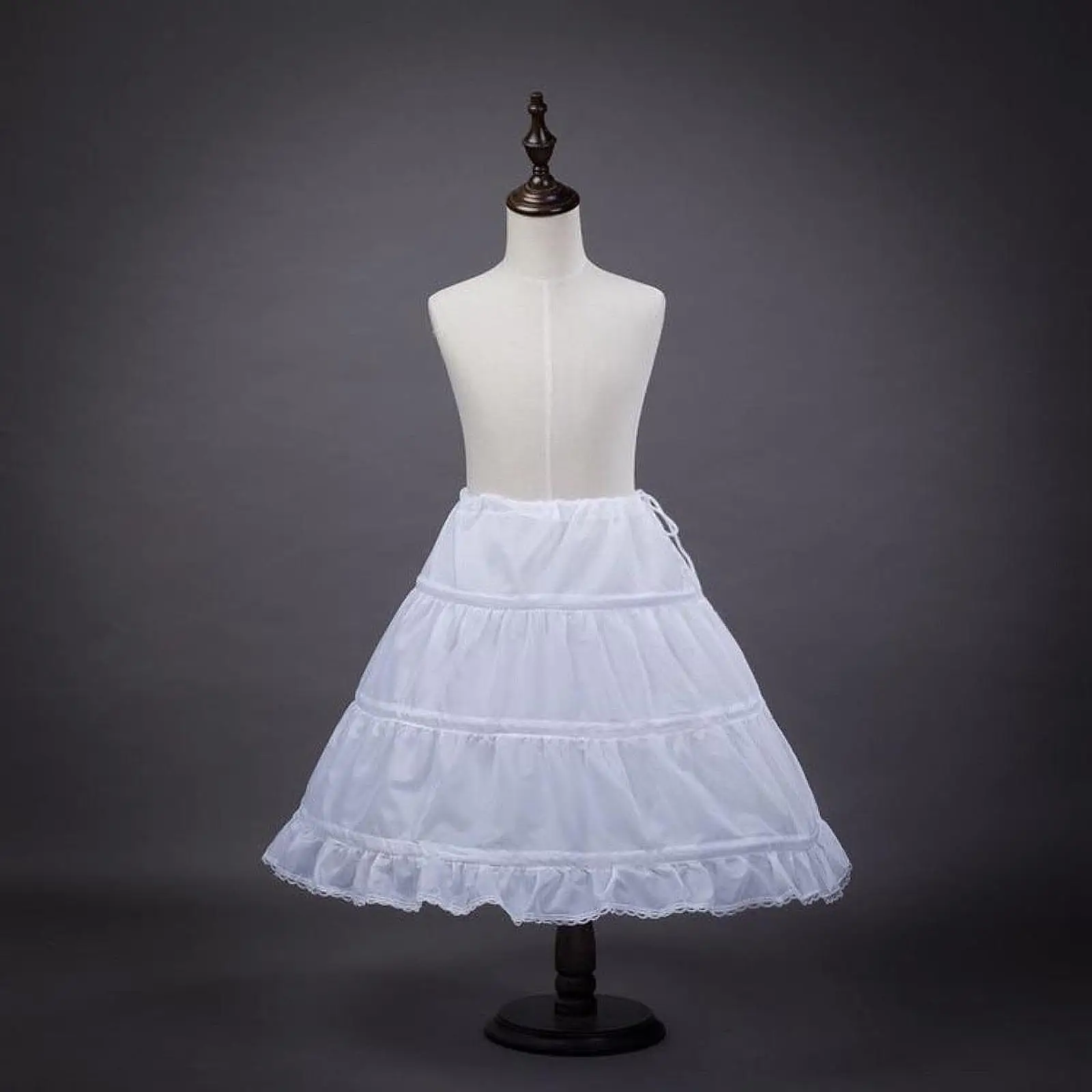 

Girls 3 Hoops Petticoat White Beautiful 55 cm Lolita Crinoline Skirt for