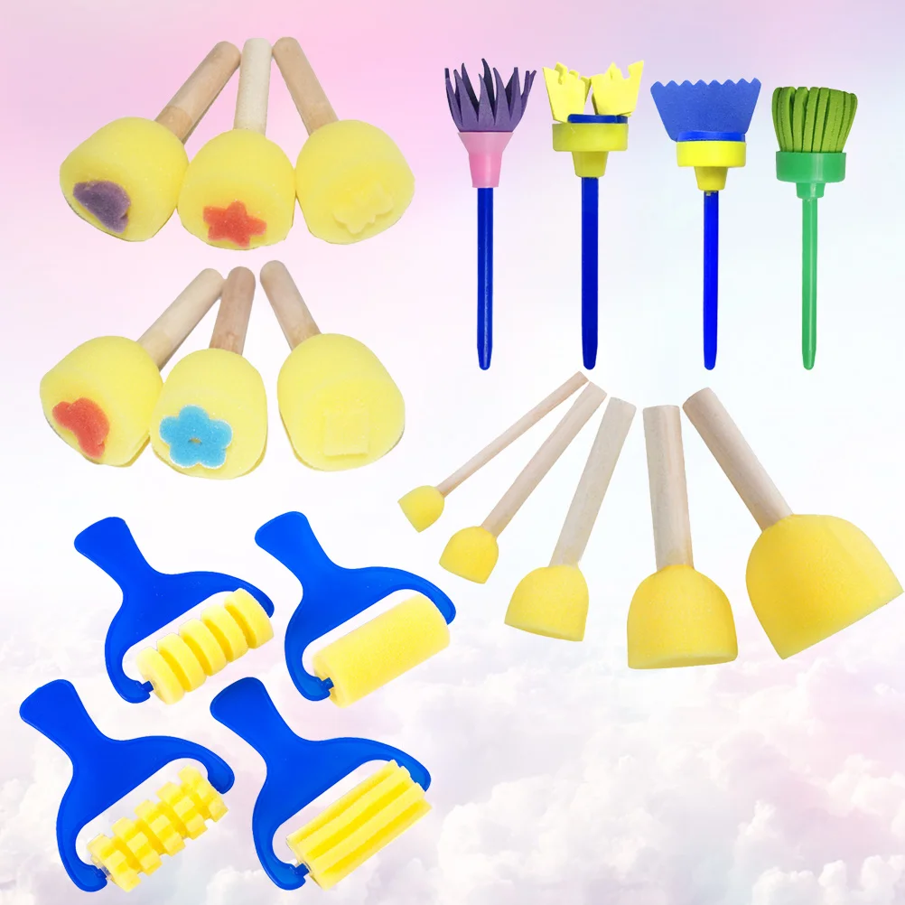 مجموعة إسفنجة رسم يدوية مكونة من 19 قطعة أدوات رسم إبداعية يمكنك صنعها بنفسك للمشروعات الفنية التعليمية المبكرة #4