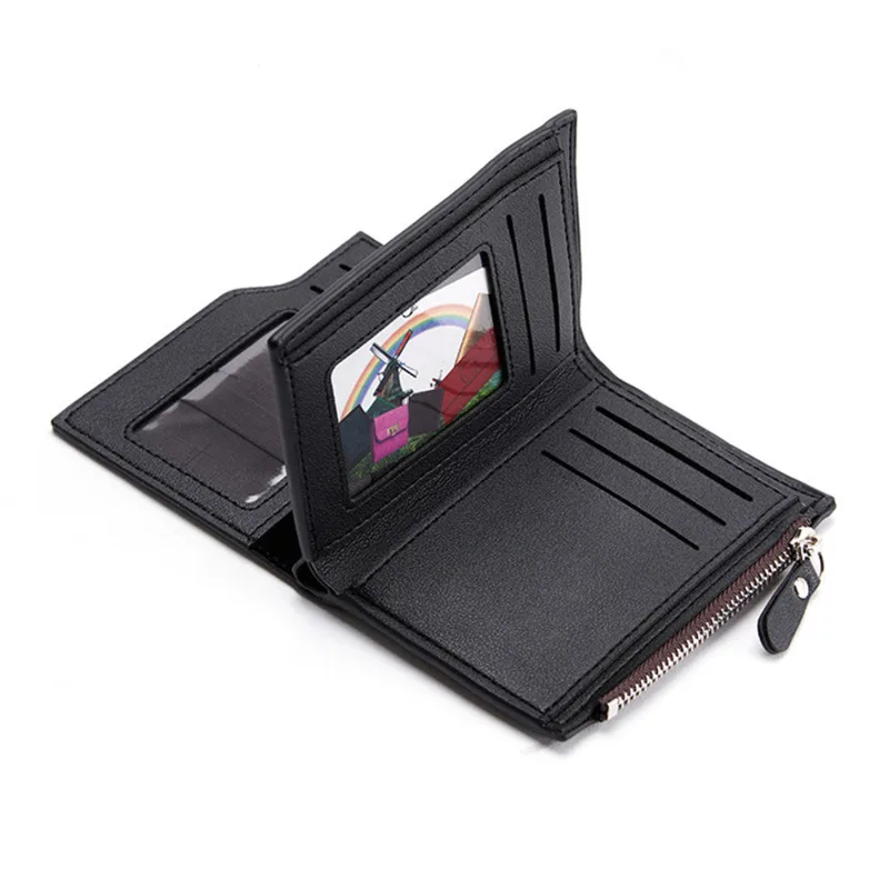 Vintage Men PU Leather Wallet Short Slim Male Purses Money Credit Card Holders with Zipper Men Wallet Money Bag