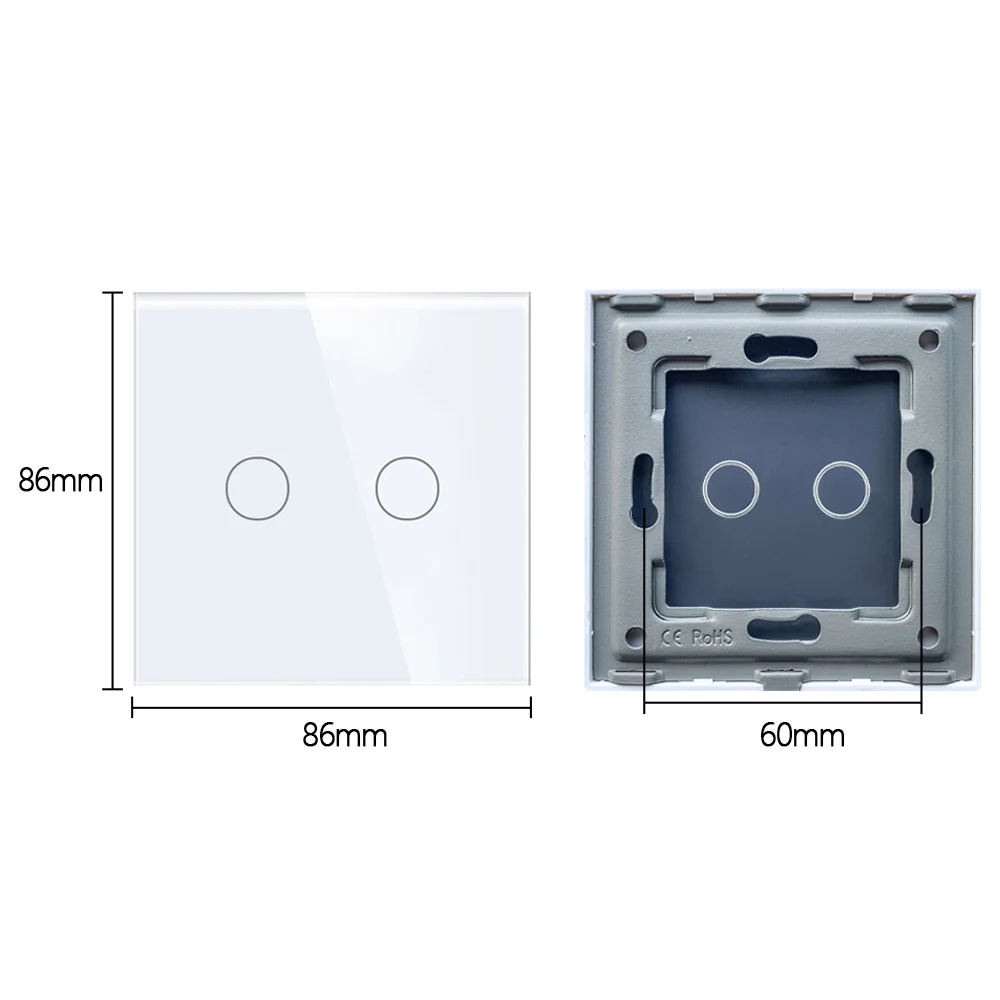 UK EU RU Standard Crystal Tempered Glass Panel 86mm 157mm 228mm Single Panel Wall Touch Switch Curtain Doorbell Dimmer DIY Part