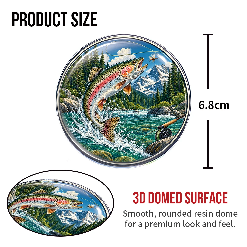 Rainbow Trout Fly Fishing 3D Resin Domed Sticker Waterproof Self Adhesive Fish Decal for Car Truck Tackle Box Cooler Angler Gift