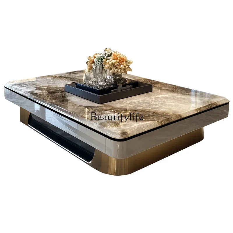 

l * Легкий роскошный большой журнальный столик из микрокристаллического камня, современная большая квартира, плоский мрамор, новинка 2025 года
