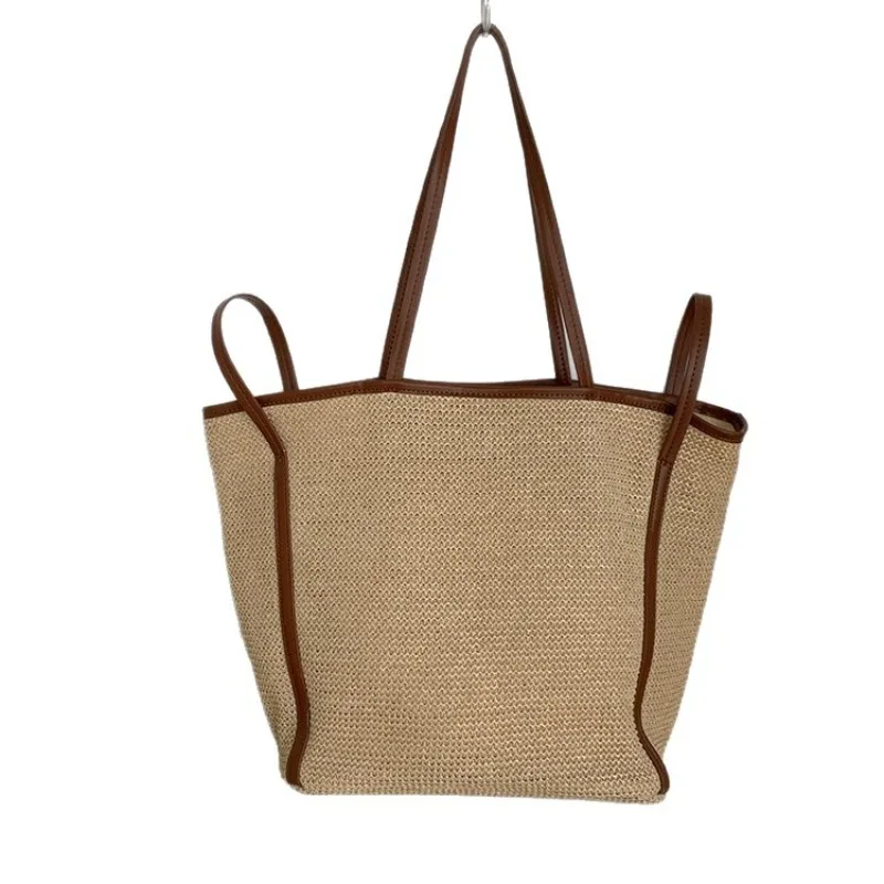 

2025 New Summer Women's Large Capacity Straw Tote, Single Shoulder Woven Bag, Beach Vacation Shopping & Beach Bag